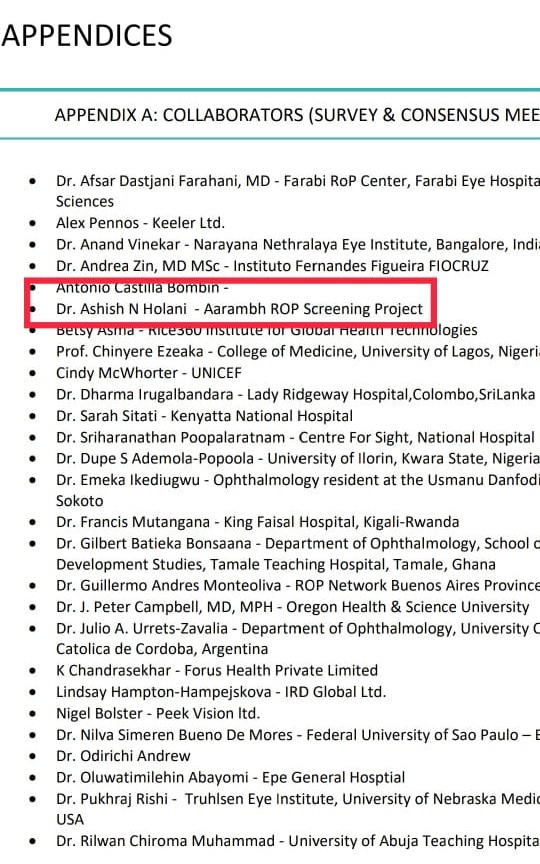 Appendix of collaborators – ROP target product profile